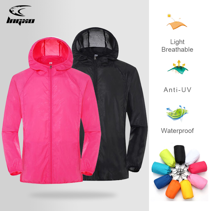 Outdoor Sport Windbreaker - ผู้ชายผู้หญิงเดินป่ากันน้ําด่วนแห้งตั้งแคมป์ล่าสัตว์เสื้อผ้าป้องกันแสงแดดเสื้อกีฬากลางแจ้งป้องกันรังสียูวีเสื้อกันลม