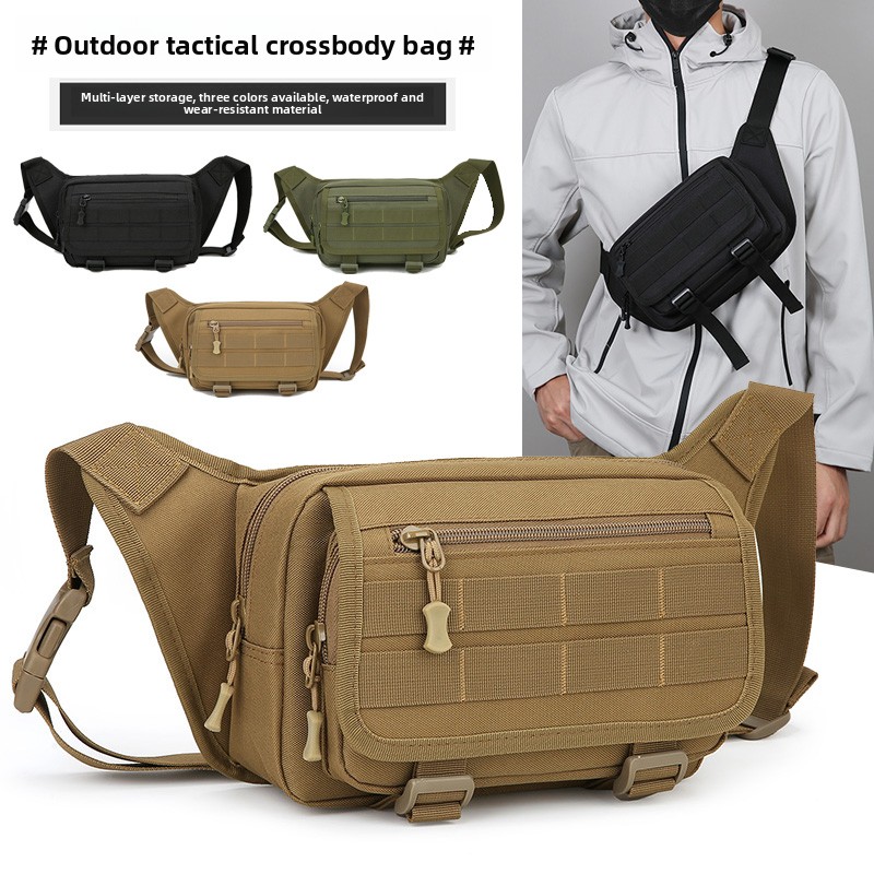 Outdoor Sport Bag - กระเป๋าคาดเอวผู้ชายแบบยุทธวิธี ทำจากไนลอน ความจุขนาดใหญ่ กันน้ำ เหมาะสำหรับเดินป่า เล่นกีฬา
