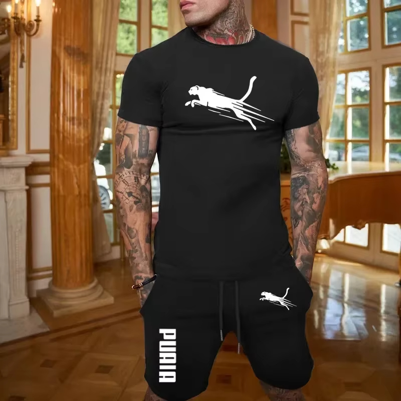 Outdoor Sports Leisure - ชุดกีฬาฤดูร้อนลำลองแฟชั่นเทรนด์ใหม่ปี 2026 เสื้อยืดและกางเกงขาสั้นระบายอากาศสำหรับผู้ชาย ชุดลำลองสองชิ้น