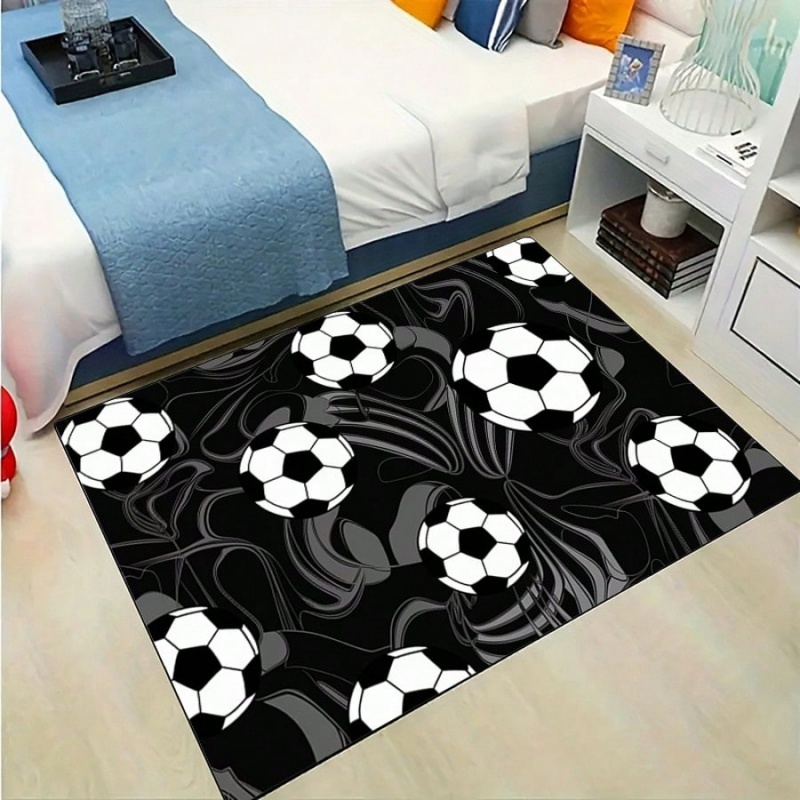 Outdoor Sport Flooring - พรมปูพื้นลายฟุตบอลสีดำเทา พรมปูพื้นห้องนอน พรมกันลื่นสำหรับเด็ก พรมปูพื้นห้องเด็ก