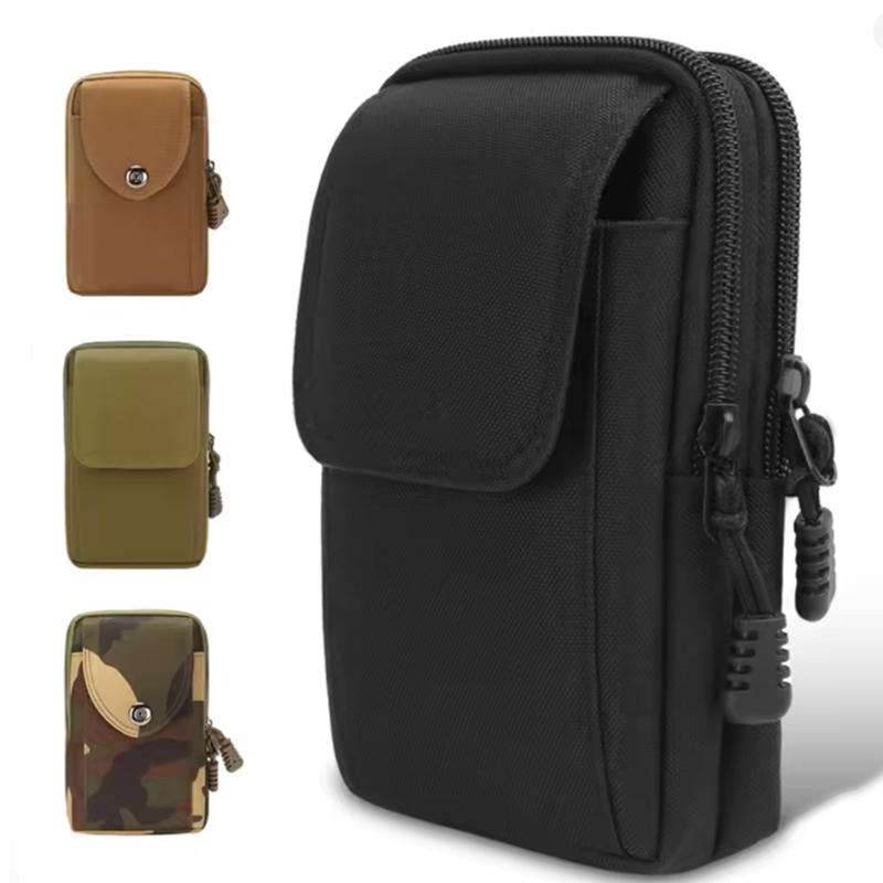 Outdoor Sport Bag - กระเป๋าคาดเอวอ็อกซ์ฟอร์ดสไตล์วินเทจสำหรับกิจกรรมกลางแจ้ง ขนาด 6.5 นิ้ว ใส่โทรศัพท์มือถือได้ เหมาะสำหรับผู้ชาย